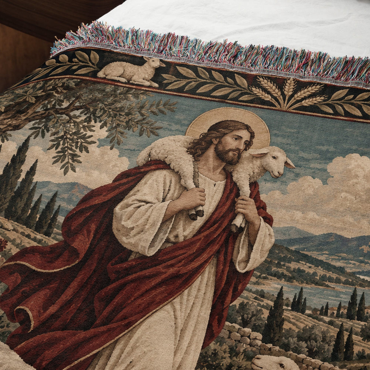 CalmNestStyle The Good Shepherd jacquard woven blanket