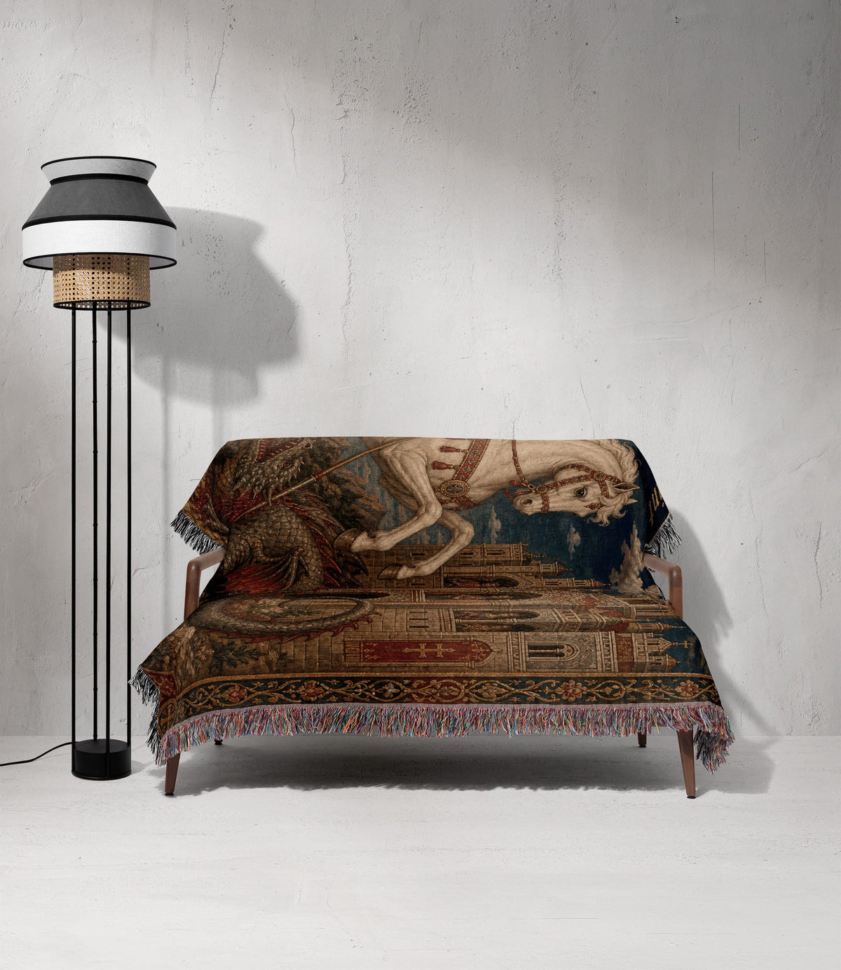 CalmNestStyle Saint George Icon With Gold Halo jacquard woven blanket