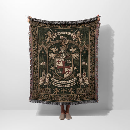 CalmNestStyle Regal Templar Crest Woven Blanket jacquard woven blanket