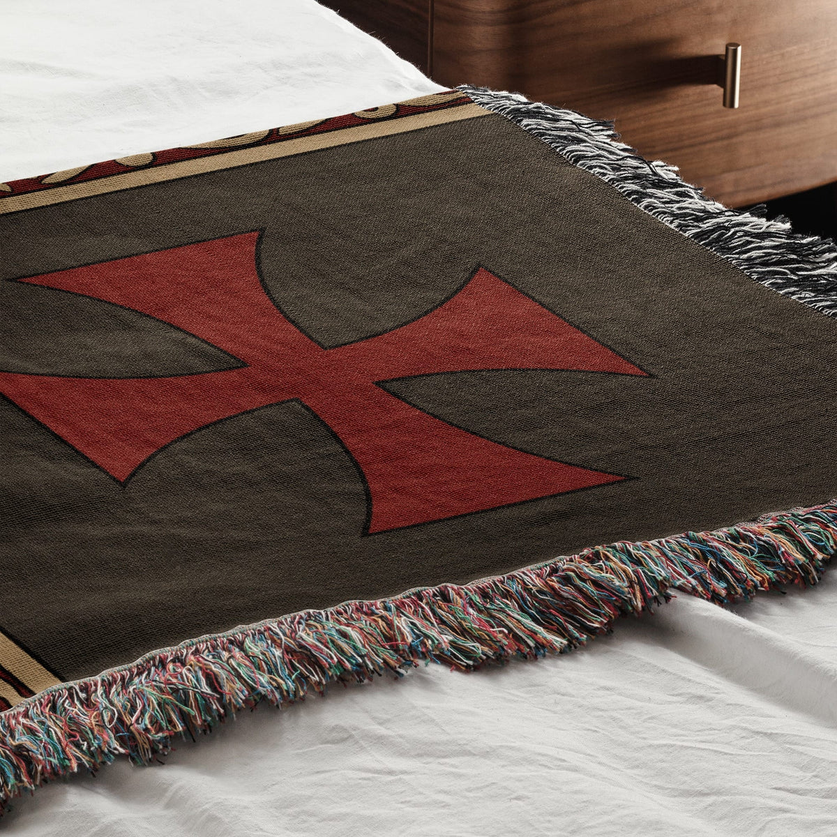 MyDesigns Ancient Orders I Charcoal jacquard woven blanket