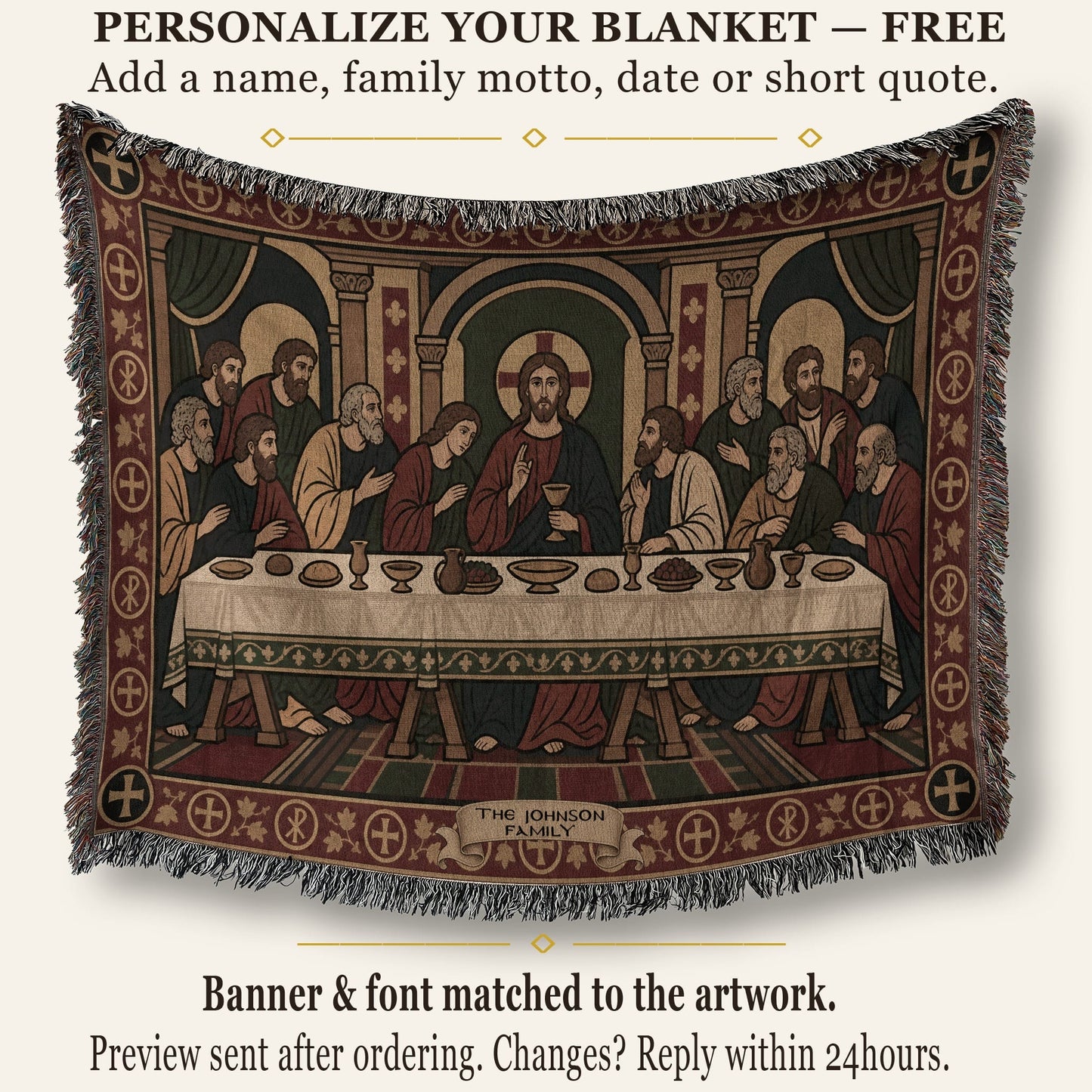 MyDesigns Last Supper Horizontal Tapestry - Byzantine Icon Woven Blanket jacquard woven blanket