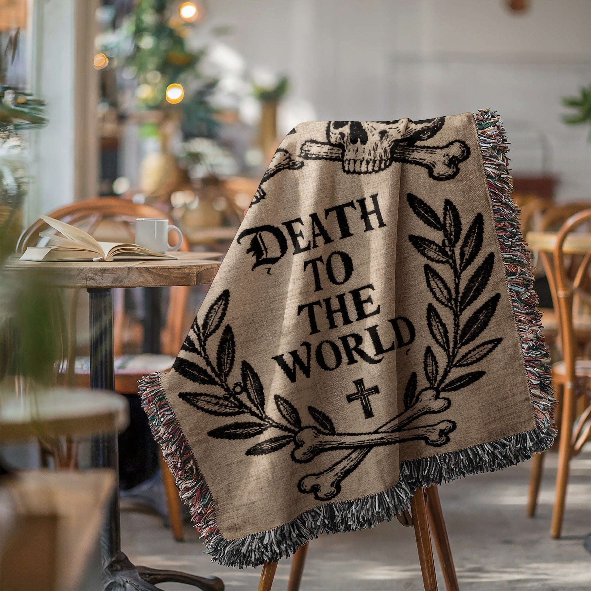 Death To The World Skull and Crossbones Blanket