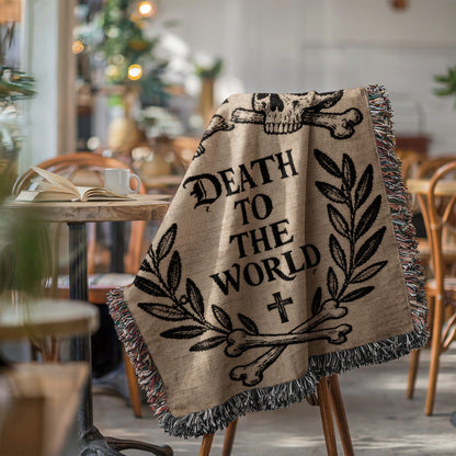 Death To The World Skull and Crossbones Blanket