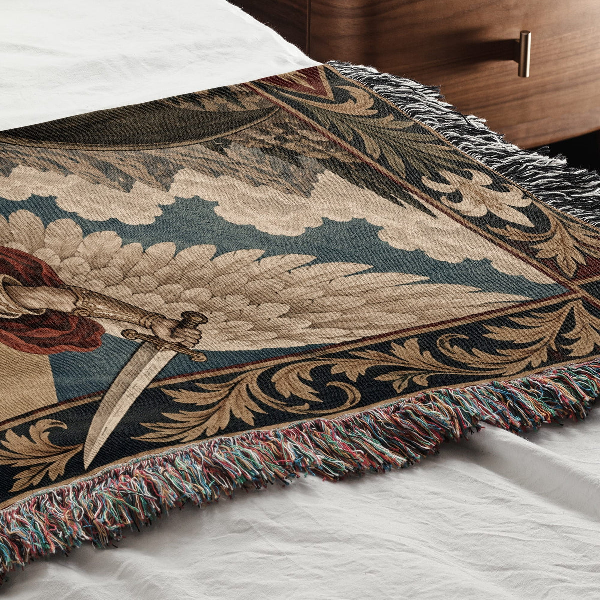 CalmNestStyle Saint Michael Defeats the Dragon jacquard woven blanket