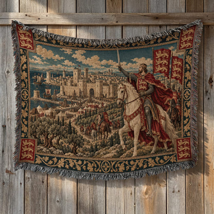 CalmNestStyle Richard the Lionheart Charging jacquard woven blanket