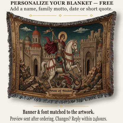 CalmNestStyle Saint George Gilded Icon jacquard woven blanket