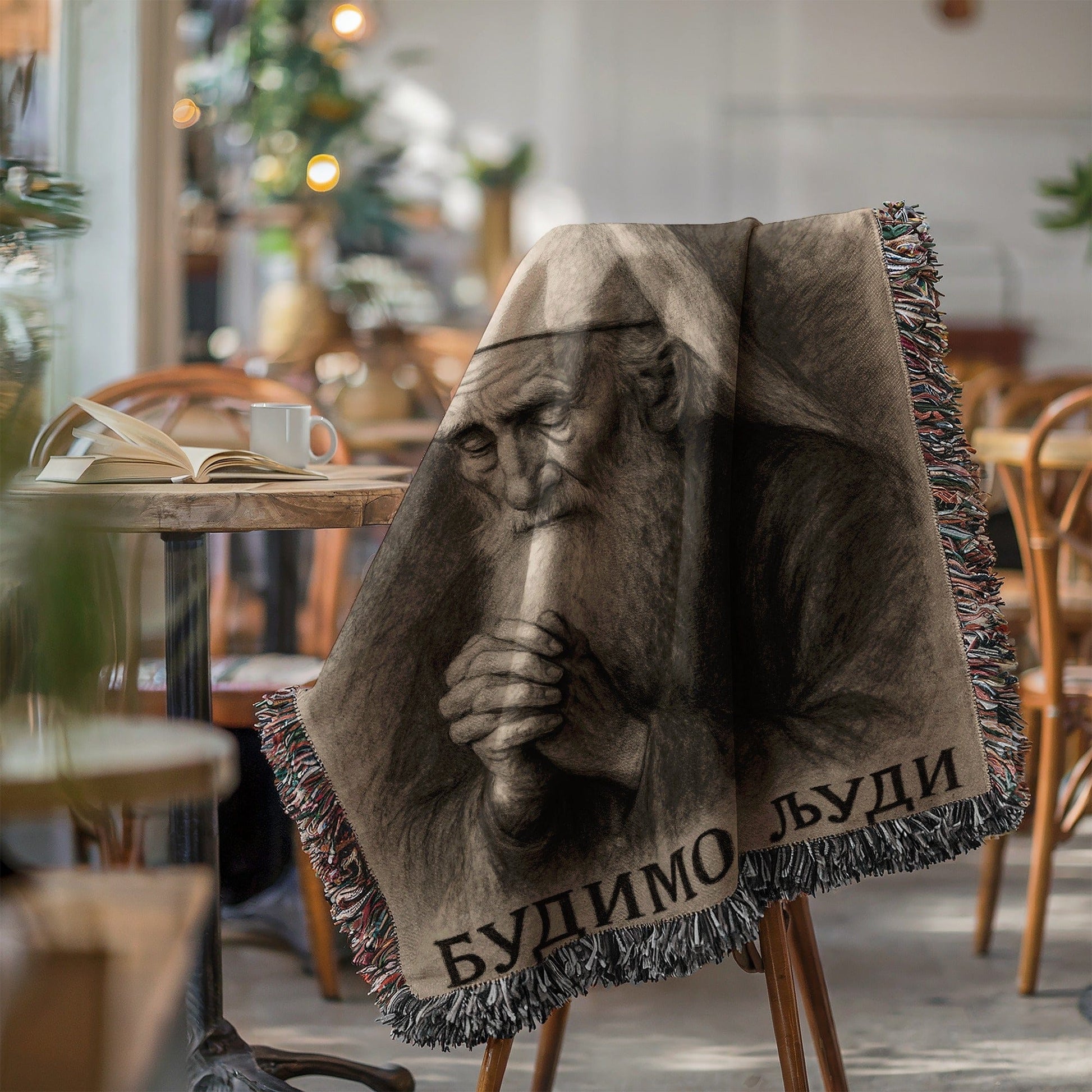 Emotional Artistic Blanket with Elderly Man Design