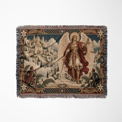 CalmNestStyle Saint Michael and His Knights jacquard woven blanket