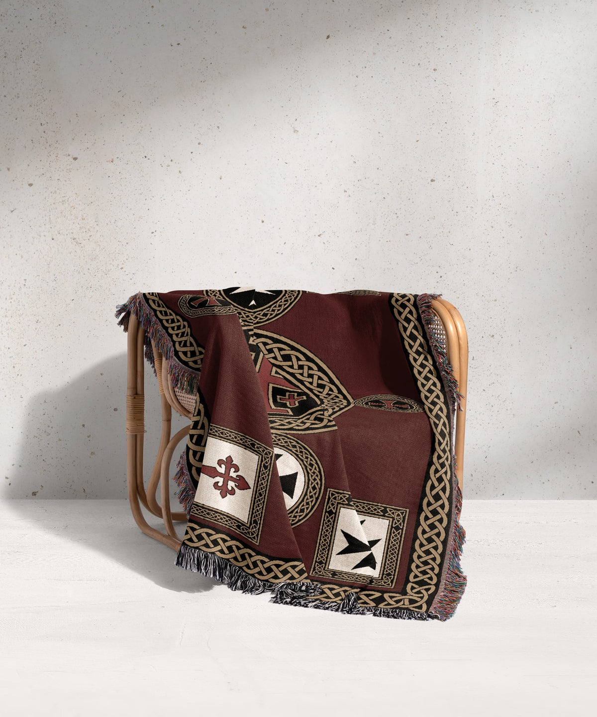 MyDesigns Medieval Blanket – Crusader Orders Medallion Woven Throw, Jerusalem Cross jacquard woven blanket