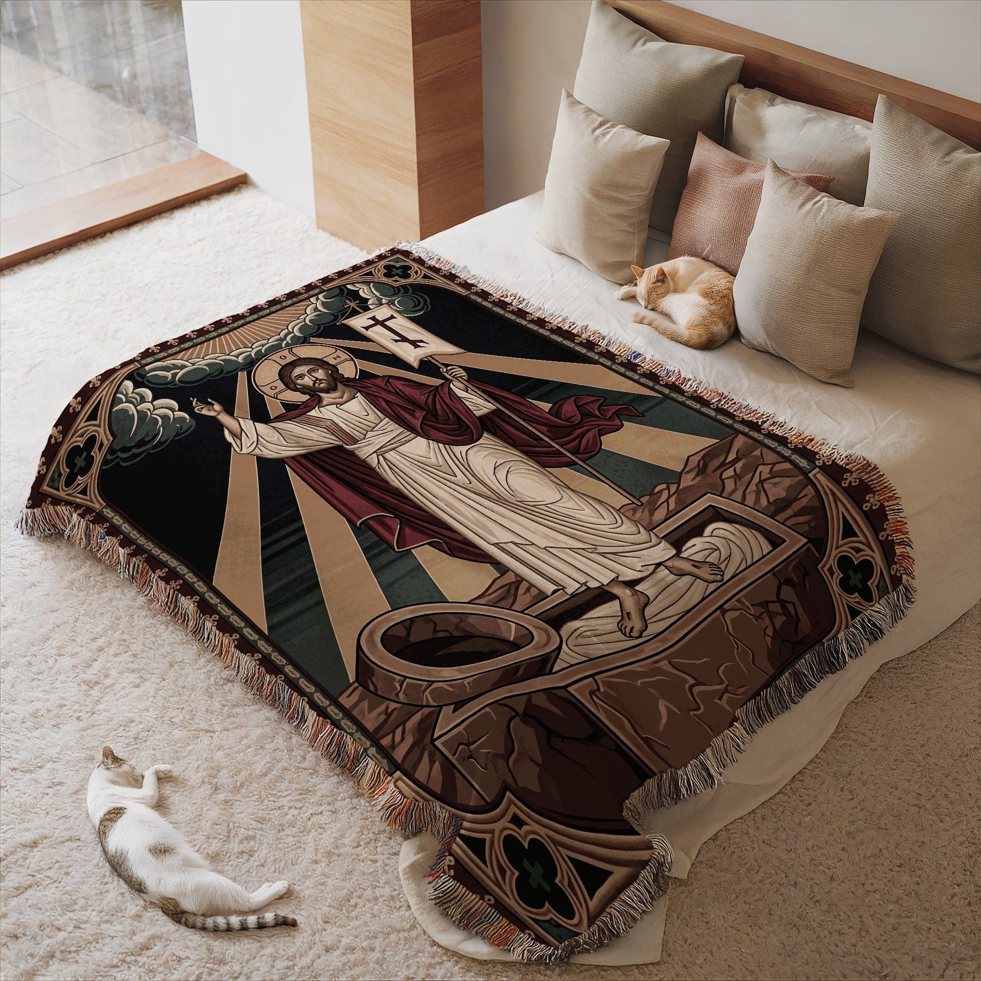 Religious Themed Blanket with Iconic Jesus Design Blanket