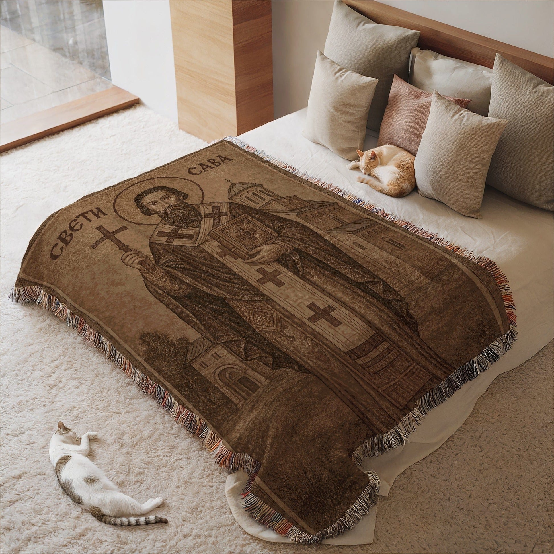 Religious Saint Printed Blanket for Bedroom Decor