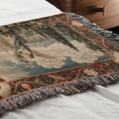CalmNestStyle Sacred Heart of Jesus in the Heavenly Garden jacquard woven blanket