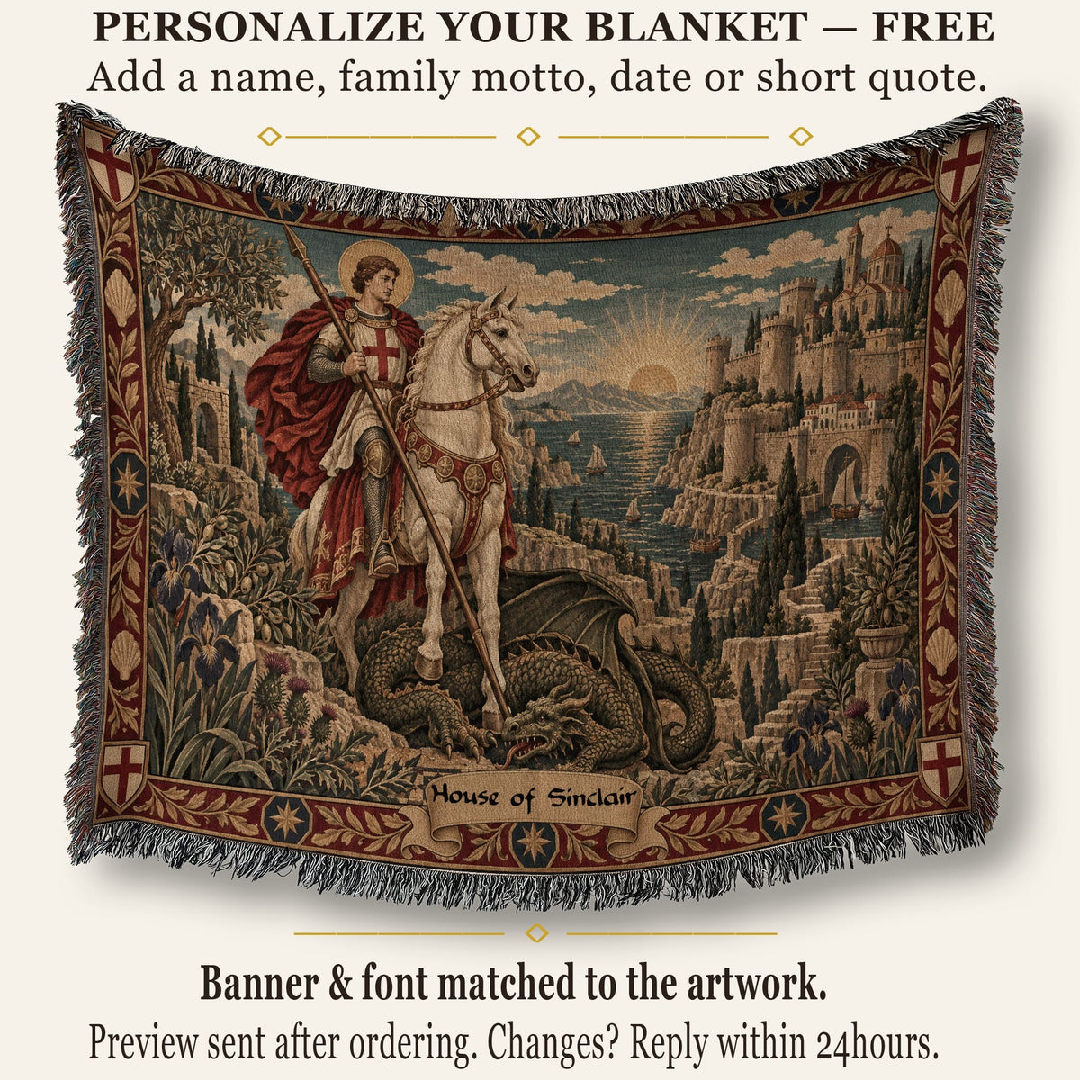 CalmNestStyle Saint George Sunset Over the Sea jacquard woven blanket