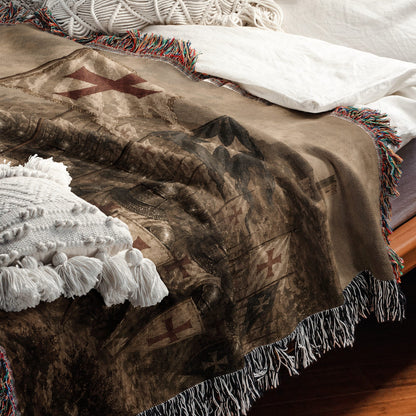 MyDesigns Medieval Knight Tapestry Blanket – Crusader King Charge Woven Throw jacquard woven blanket