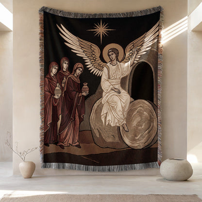 Angel and Saints Tapestry with Fringe Throw