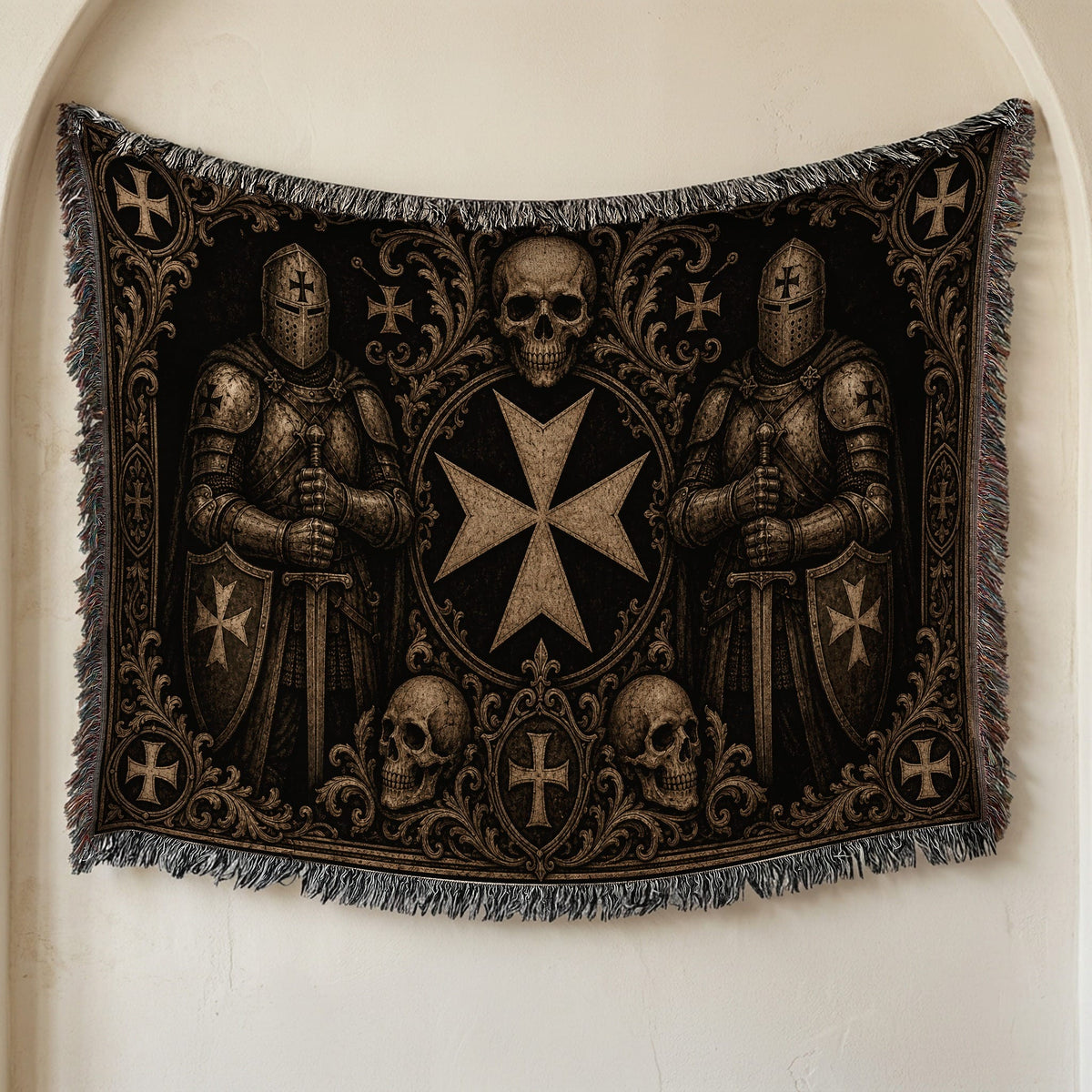 CalmNestStyle The Eight Pointed Cross Knights Under the Cross jacquard woven blanket