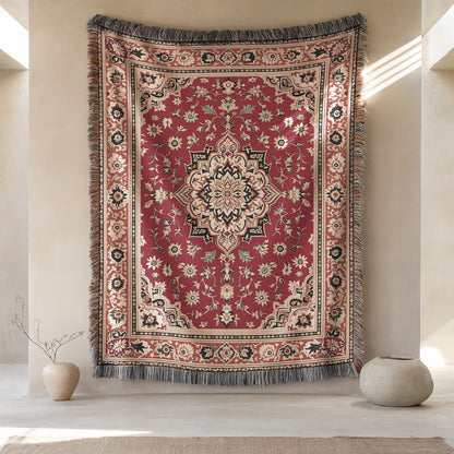 Elegant Floral Design Tapestry With Tassel Accents