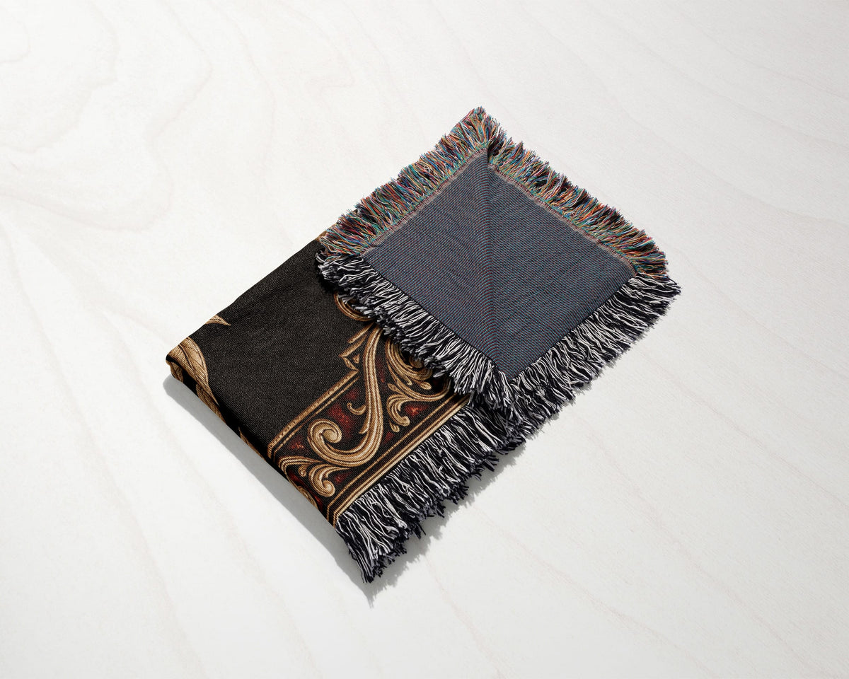 CalmNestStyle Order of Malta Crown and Gold Laurel Woven Blanket jacquard woven blanket