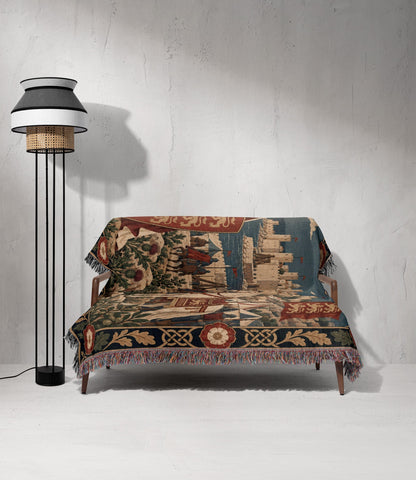 CalmNestStyle Richard the Lionheart Rose Border jacquard woven blanket