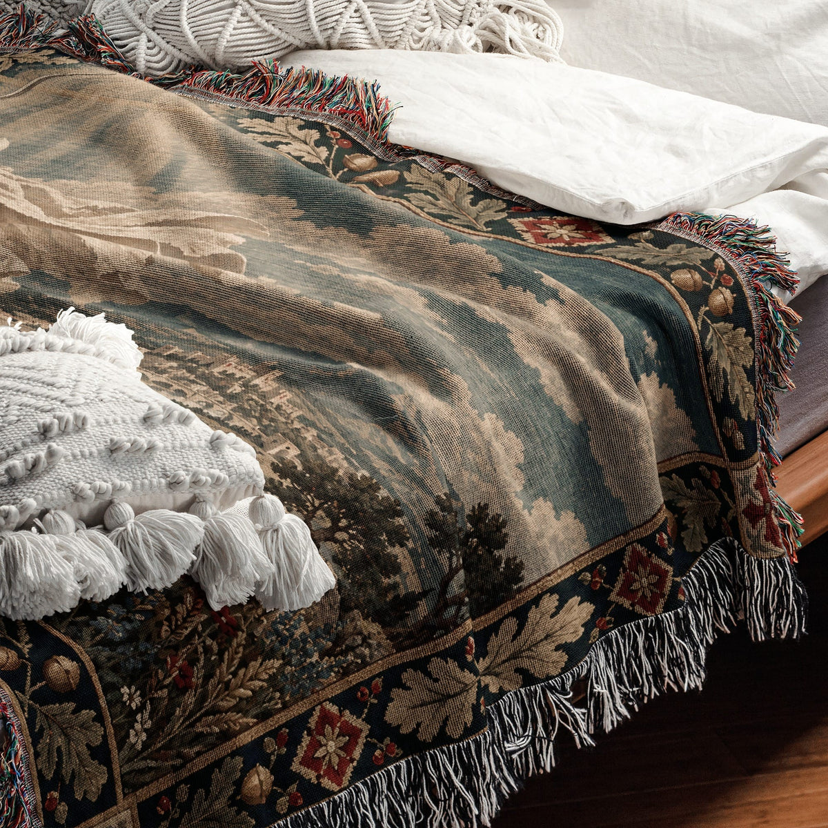 CalmNestStyle The Templar Charge Knight on a White Horse jacquard woven blanket