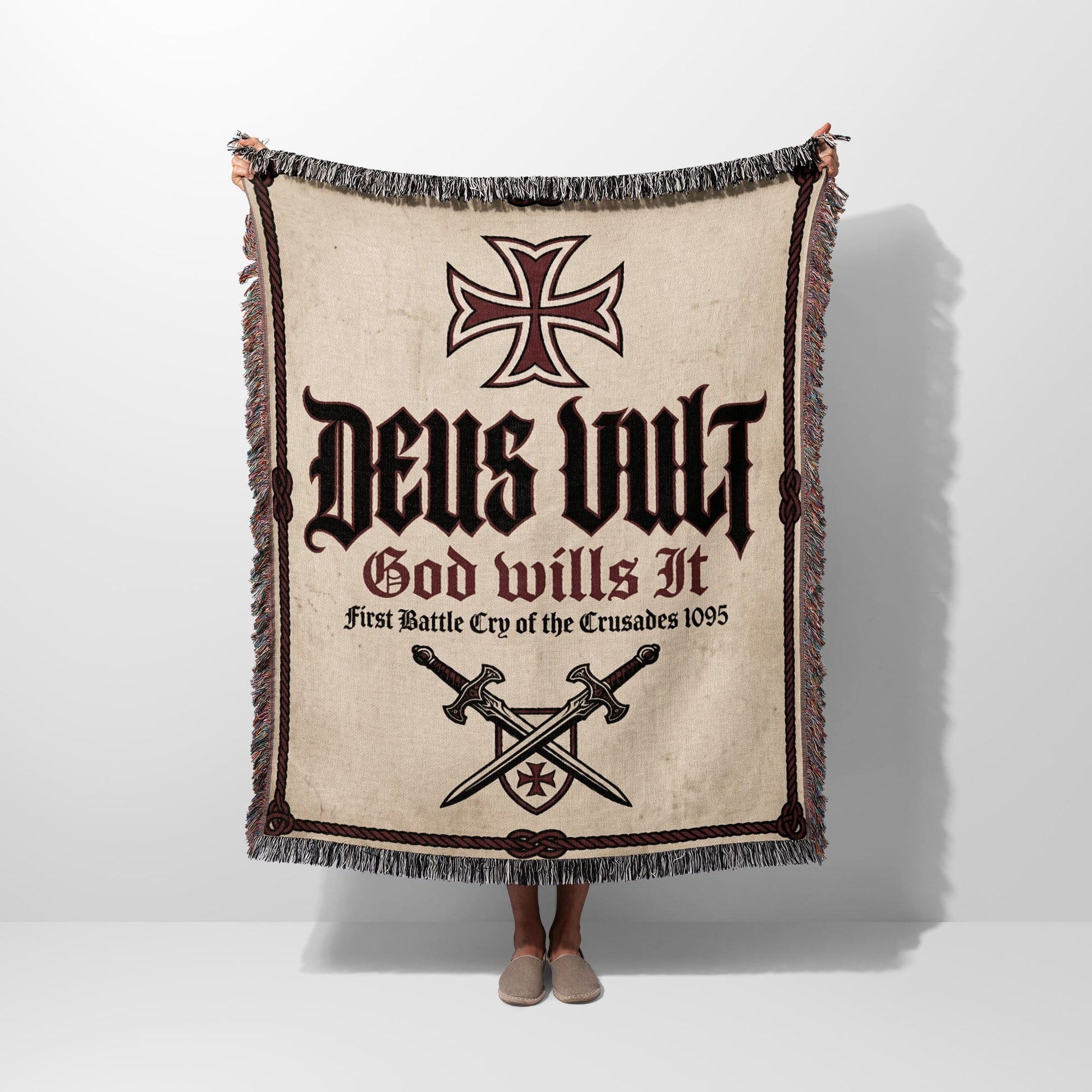 Deus Vult God Wills It first battle cry of the Crusades 1095 blanket.