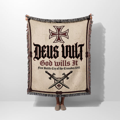 Deus Vult God Wills It first battle cry of the Crusades 1095 blanket.