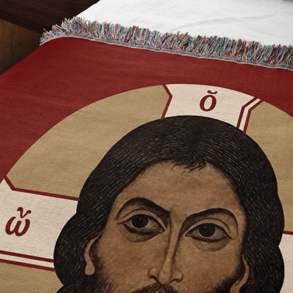 CalmNestStyle Mandylion Holy Face of Christ Flag Woven Blanket jacquard woven blanket