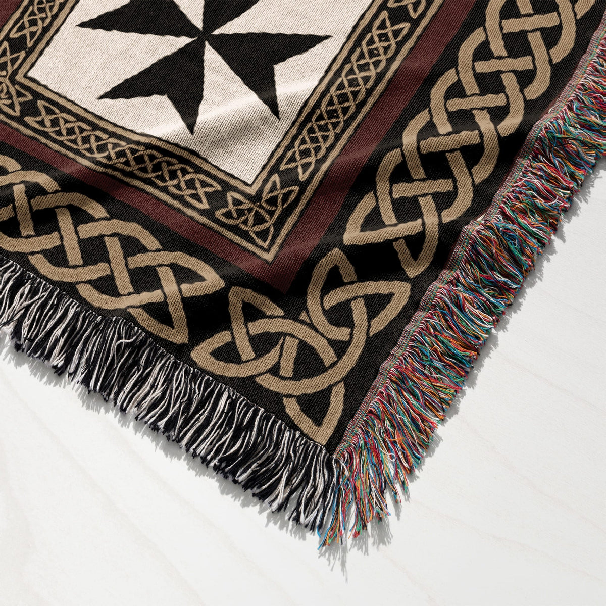 MyDesigns Medieval Blanket – Crusader Orders Medallion Woven Throw, Jerusalem Cross jacquard woven blanket
