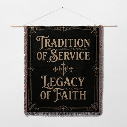 CalmNestStyle Tradition of Service Legacy of Faith Burgundy Woven Blanket jacquard woven blanket