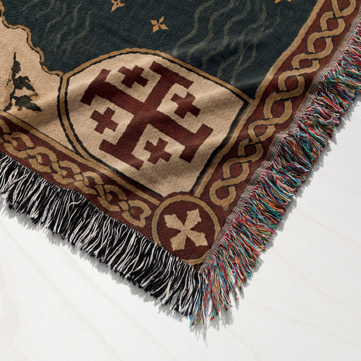 CalmNestStyle Crusader Sea Route Map I Aegean Islands jacquard woven blanket