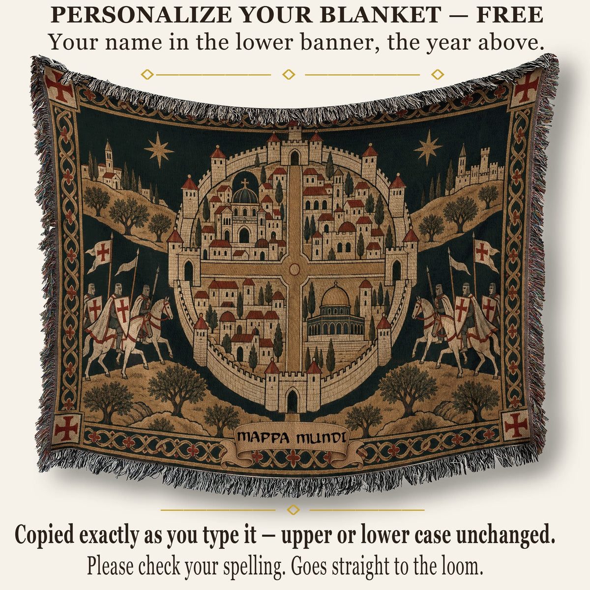 CalmNestStyle Crusader Jerusalem Round Map I Under the Star jacquard woven blanket
