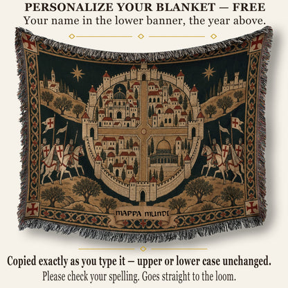 CalmNestStyle Crusader Jerusalem Round Map I Under the Star jacquard woven blanket