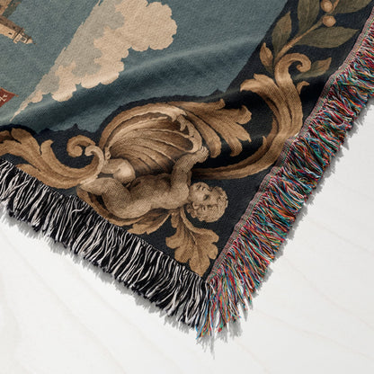 CalmNestStyle Valletta Harbor with Crowned Hospitaller Shield Woven Blanket jacquard woven blanket