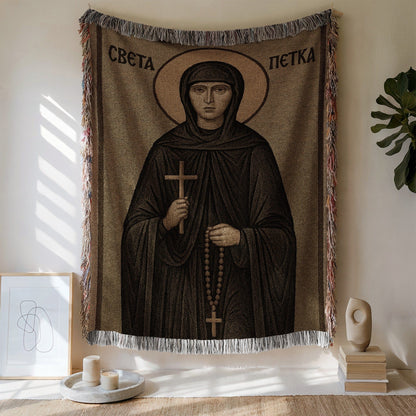 Religious Artwork Wall Hanging with Fringed Edges