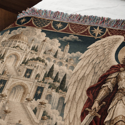 CalmNestStyle Saint Michael the Archangel With Scales jacquard woven blanket