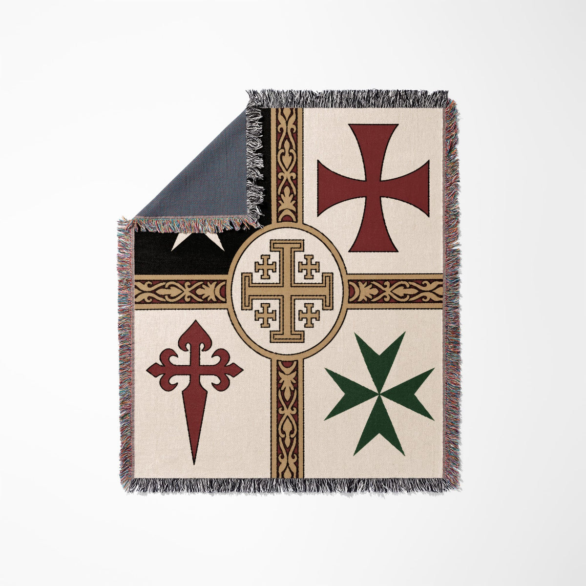 CalmNestStyle Crusader Orders and Jerusalem Cross Woven Blanket jacquard woven blanket