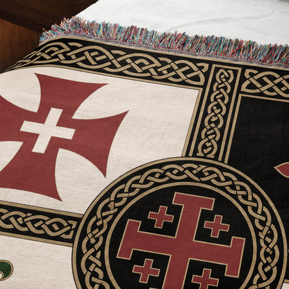 MyDesigns Military Orders Tapestry Blanket – Order of Christ, Alcantara, Calatrava & Santiago Woven Throw jacquard woven blanket