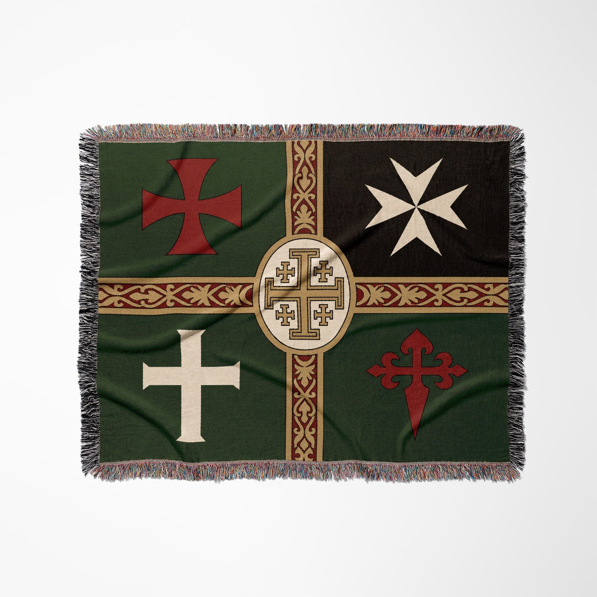 MyDesigns Ancient Orders I Forest Green jacquard woven blanket