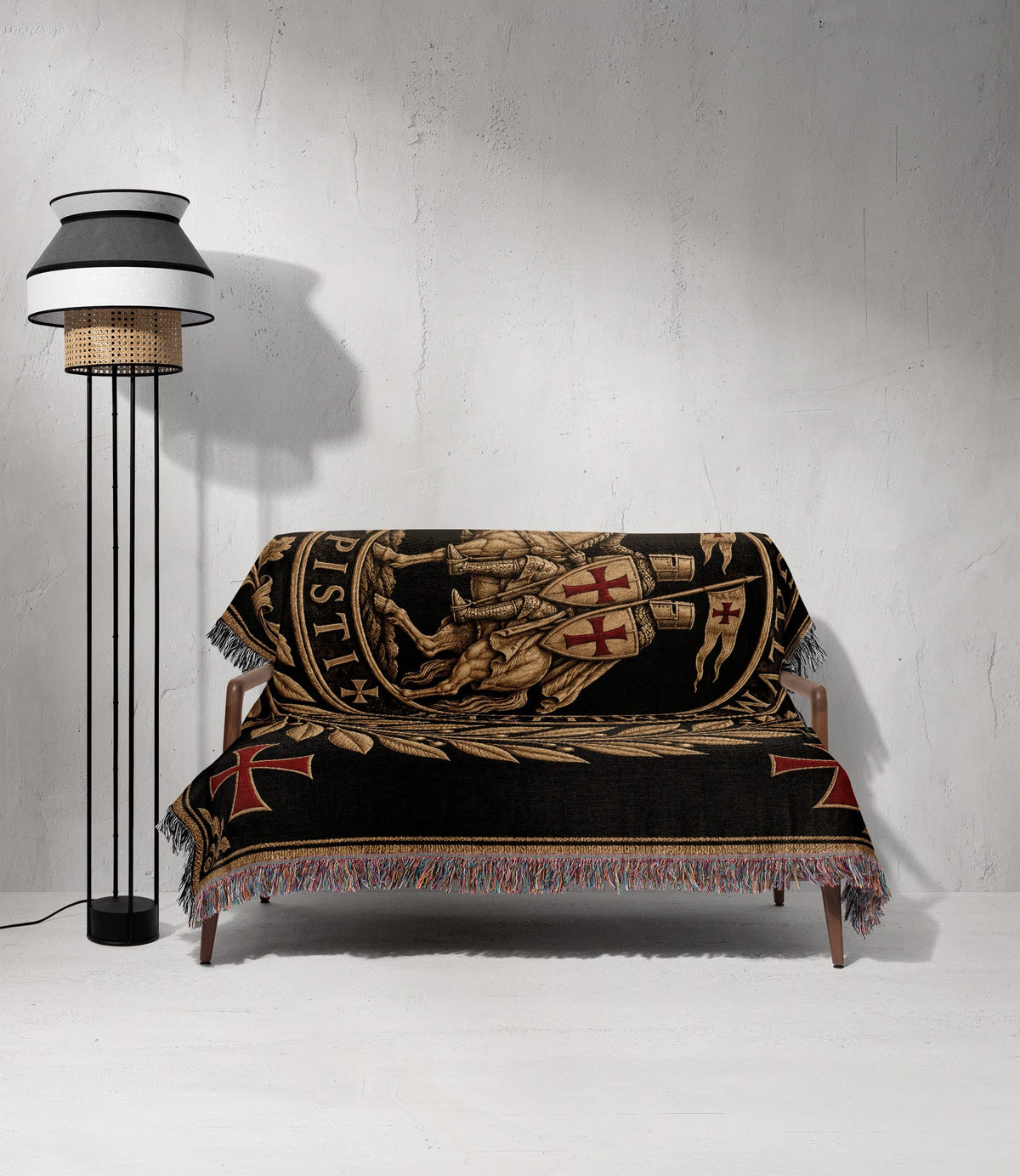 CalmNestStyle Sigillum Militum Xpisti Templar Seal in Gold jacquard woven blanket