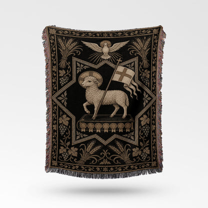 CalmNestStyle Ornate Sacred Lamb Woven Blanket jacquard woven blanket