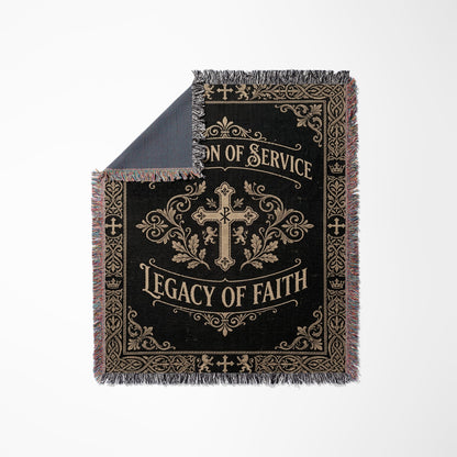 CalmNestStyle Tradition of Service Legacy of Faith Cross Woven Blanket jacquard woven blanket