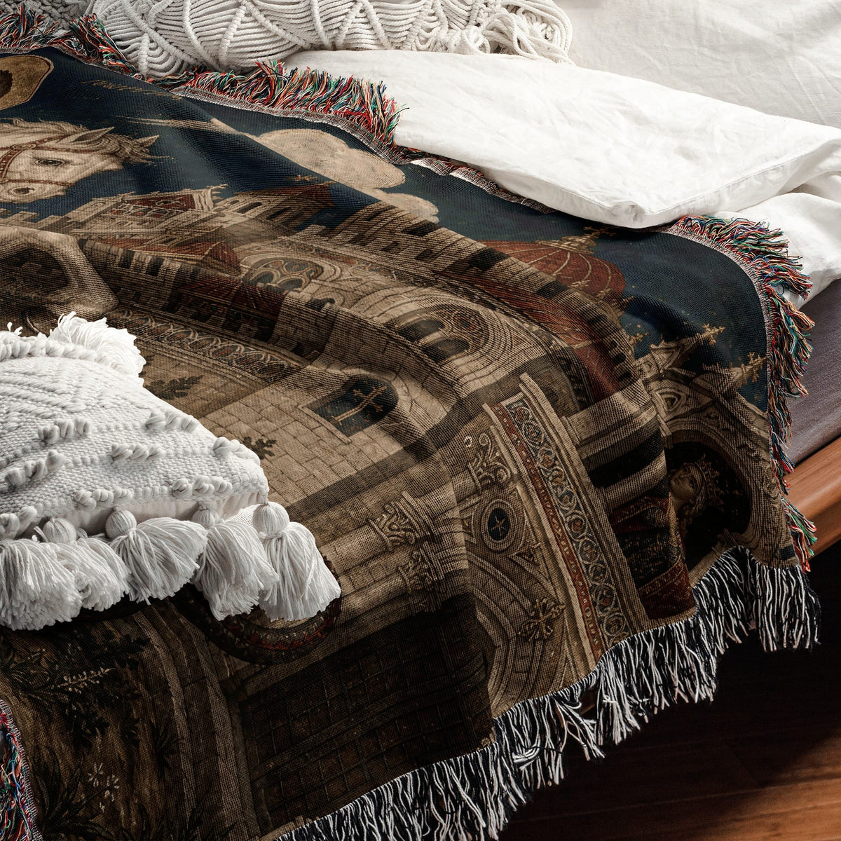 CalmNestStyle Saint George Orthodox Icon jacquard woven blanket
