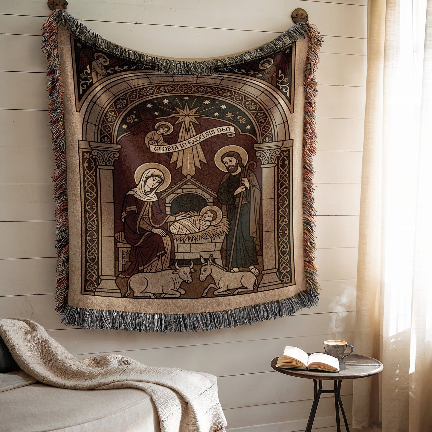 Nativity Scene Tapestry Wall Hanging Christmas Decoration