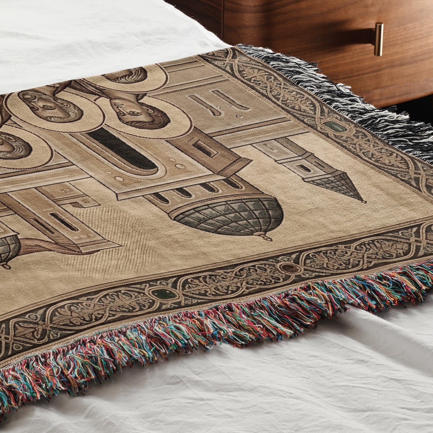 MyDesigns Cream Gold Last Supper Landscape Tapestry - Byzantine Icon jacquard woven blanket