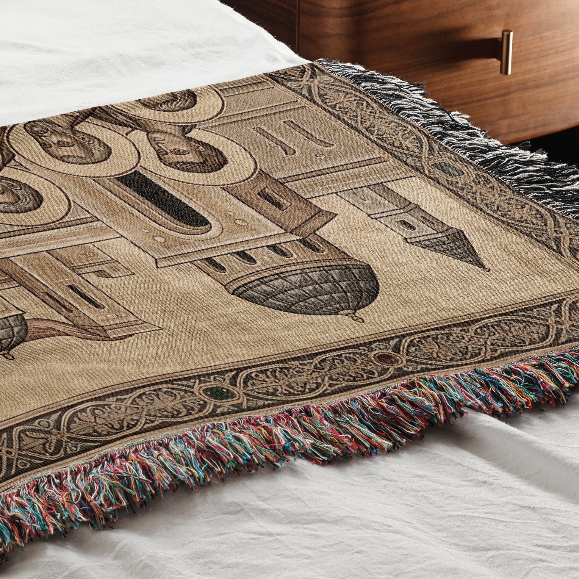 MyDesigns Cream Gold Last Supper Landscape Tapestry - Byzantine Icon jacquard woven blanket