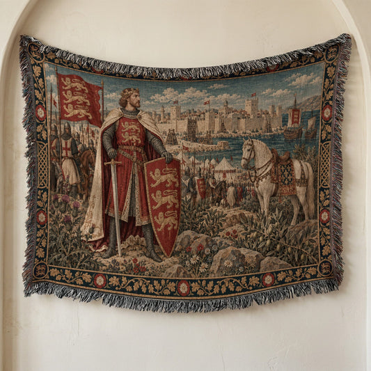 CalmNestStyle Richard the Lionheart Crusader King jacquard woven blanket