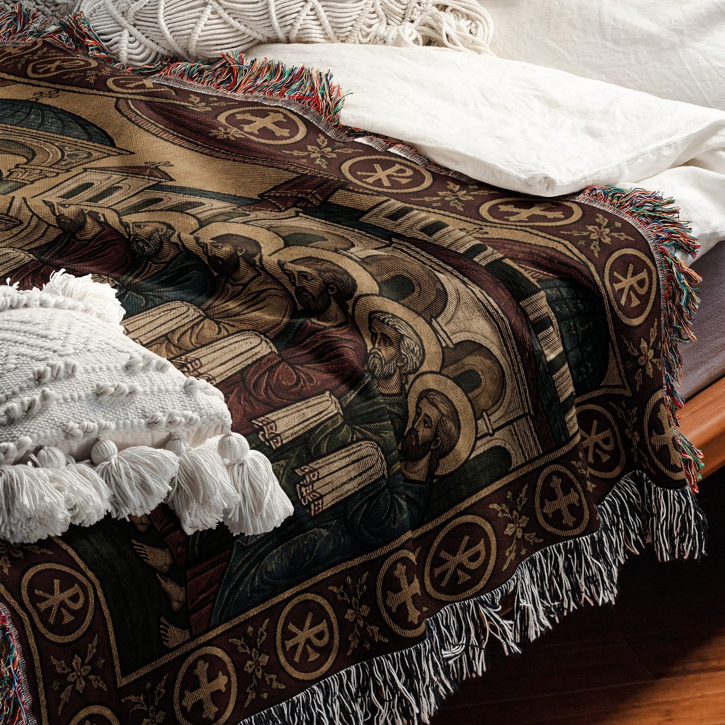 MyDesigns Crimson Last Supper Horizontal Tapestry - Byzantine Woven Throw jacquard woven blanket