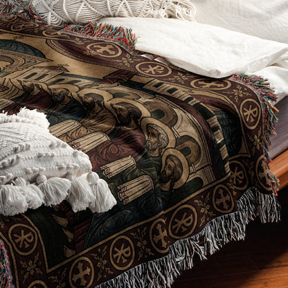 MyDesigns Crimson Last Supper Horizontal Tapestry - Byzantine Woven Throw jacquard woven blanket