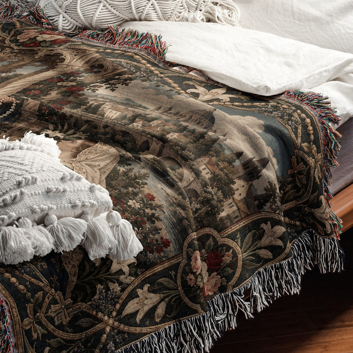CalmNestStyle Our Lady of the Rosary jacquard woven blanket