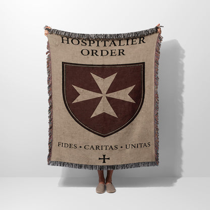 CalmNestStyle Hospitaller Order Fides Caritas Unitas Sepia Woven Blanket jacquard woven blanket